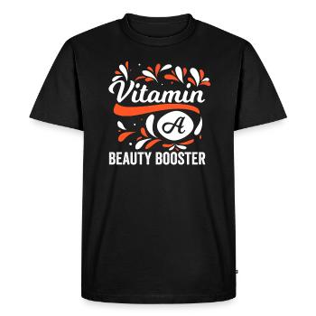 Vitamin A Beauty Booster Motif - Men's Premium Organic T-Shirt - black - Front - Nico (187cm)