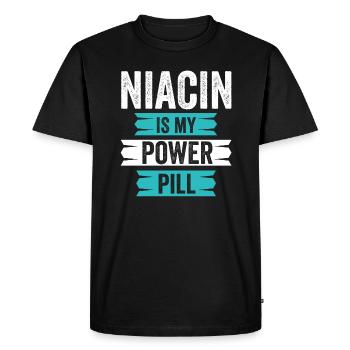 La niacine est ma pilule de pouvoir - T-shirt Premium bio Homme - noir - Devant - Nico (187cm)