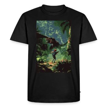 Dino Disaster - Men's Premium Organic T-Shirt - black - Front - Nico (187cm)
