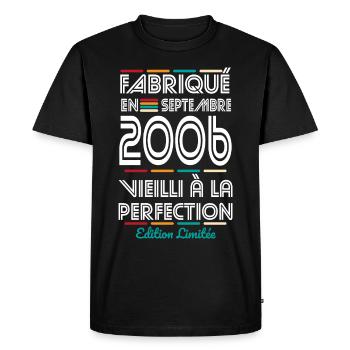 18 Year Anniversary - Made in September 2006 - Men's Premium Organic T-Shirt - black - Front - Nico (187cm)
