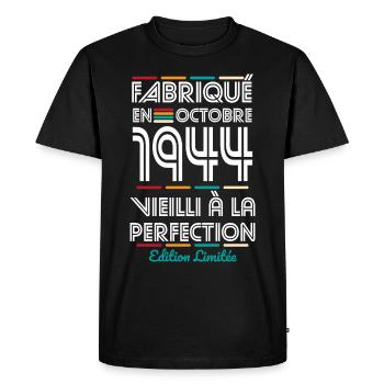 80 Year Anniversary - Made in October 1944 - Men's Premium Organic T-Shirt - black - Front - Nico (187cm)