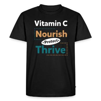 Vitamine C Nourrir Protéger Prospérer - T-shirt Premium bio Homme - noir - Devant - Nico (187cm)