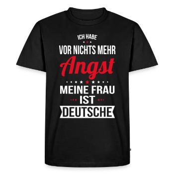 Ma femme est allemande - Idée cadeau humour - T-shirt Premium bio Homme - noir - Devant - Nico (187cm)