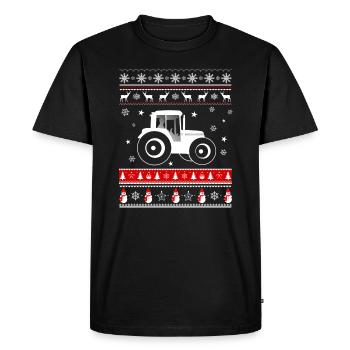 Chemise de Noël - tracteur et Noël - T-shirt Premium bio Homme - noir - Devant - Nico (187cm)