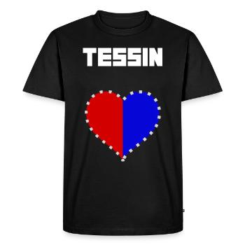 Tessin avec coeur & drapeau blanc - T-shirt Premium bio Homme - noir - Devant - Nico (187cm)