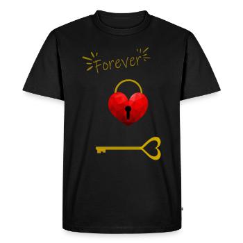 Heart with lock and key forever gold - Men's Premium Organic T-Shirt - black - Front - Nico (187cm)