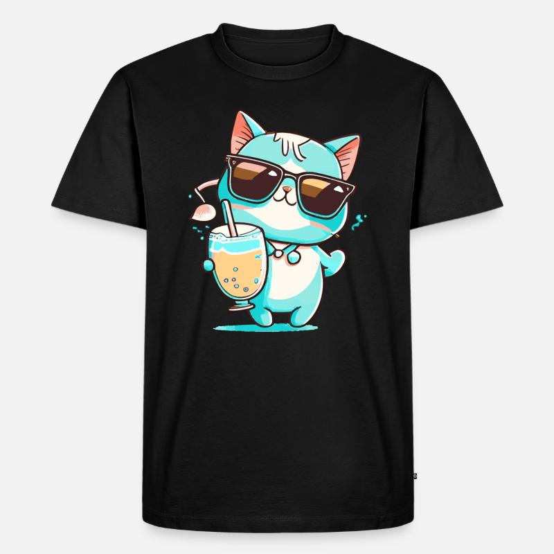 Die lässige Katze - Männer Premium Bio T-Shirt - Schwarz