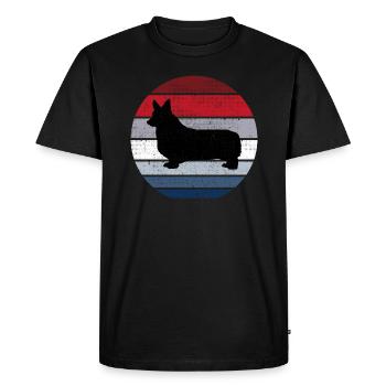 Corgi Breed Dog Queen Retro Animal Witty - Men's Premium Organic T-Shirt - black - Front - Nico (187cm)