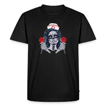 Cadeau de tatouage infirmière Halloween infirmière - T-shirt Premium bio Homme - noir - Devant - Nico (187cm)