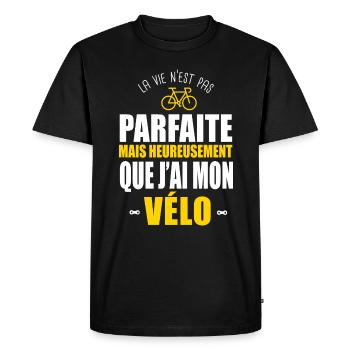 Velos Cadeau velo Humour vélo cycliste - T-shirt Premium bio Homme - noir - Devant - Nico (187cm)