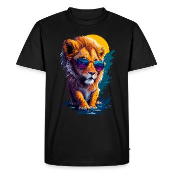Mignon bébé lion - T-shirt Premium bio Homme - noir - Devant - Nico (187cm)