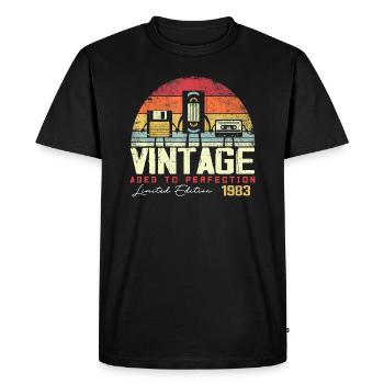 Cadeau Millésime 1983 - T-shirt Premium bio Homme - noir - Devant - Nico (187cm)