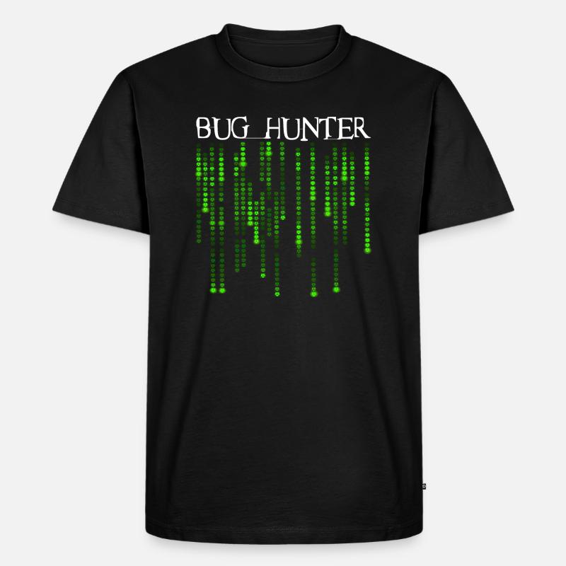Bug Hunter - Neon Green Source Code Bugs - Männer Premium Bio T-Shirt - Schwarz