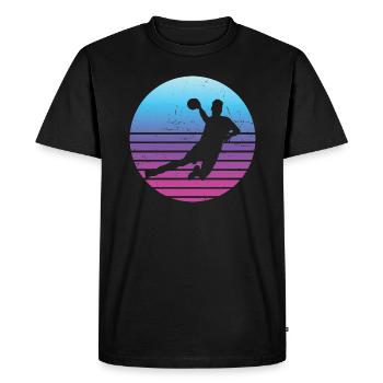 Joueurs de handball Handball Joueurs de handball Jeux de handball - T-shirt Premium bio Homme - noir - Devant - Nico (187cm)
