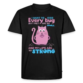 Citation Drôle avec Chat, Humour Insectes - T-shirt Premium bio Homme - noir - Devant - Nico (187cm)