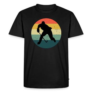 Joueuse de hockey sur glace féminin Jeux de hockey sur glace - T-shirt Premium bio Homme - noir - Devant - Nico (187cm)