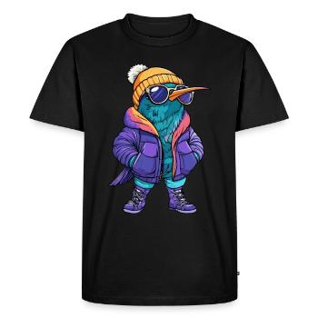 Colibri oiseau bande dessinée cool - T-shirt Premium bio Homme - noir - Devant - Nico (187cm)