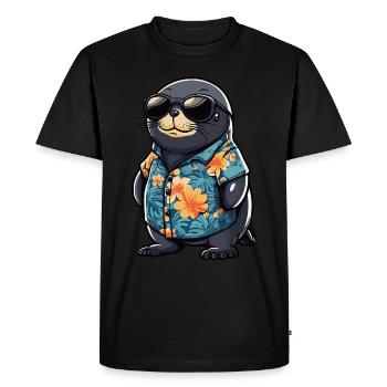 phoque animal drôle d’été - T-shirt Premium bio Homme - noir - Devant - Nico (187cm)
