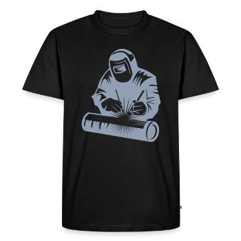 Welder silhouette during arc welding - Men's Premium Organic T-Shirt - black - Front - Nico (187cm)