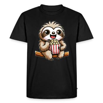 Sloth Cinema Fan, Popcorn & Carnival - Men's Premium Organic T-Shirt - black - Front - Nico (187cm)