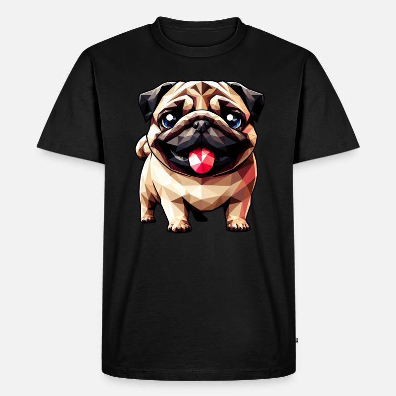 Geometrischer Mops: Polygon-Kunstwerk - Männer Premium Bio T-Shirt - Schwarz