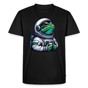 Frog Astronaut in Space - Men's Premium Organic T-Shirt - black - Front - Nico (187cm)