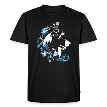 Border Collie Fleurs 3 - T-shirt Premium bio Homme - noir - Devant - Nico (187cm)