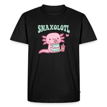 Mignon Snaxolotl Axolotl Snacking On Cookies - T-shirt Premium bio Homme - noir - Devant - Nico (187cm)
