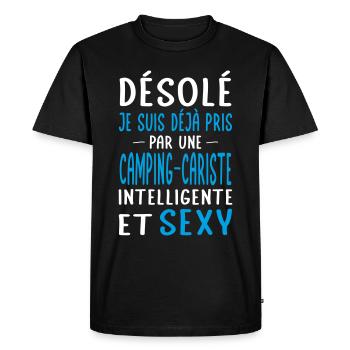 Désolé déjà pris par une camping-cariste sexy - T-shirt Premium bio Homme - noir - Devant - Nico (187cm)