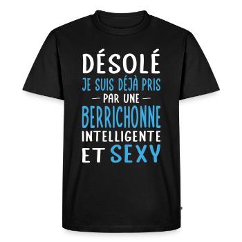 Désolé déjà pris par une Berrichonne sexy - T-shirt Premium bio Homme - noir - Devant - Nico (187cm)