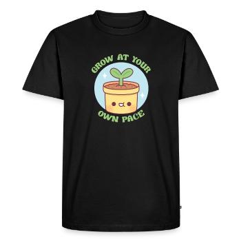 Cute Plant Grow At Your Own Pace Motivational - Men's Premium Organic T-Shirt - black - Front - Nico (187cm)