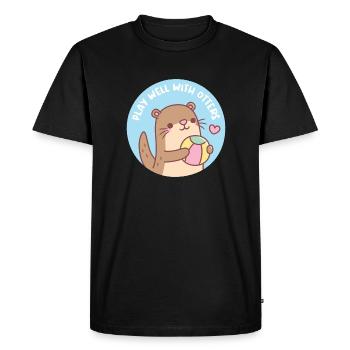 Cute Little Otter Play Well With Otters - Men's Premium Organic T-Shirt - black - Front - Nico (187cm)