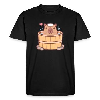 Cute Capybara Enjoying Hot Tube Soak - Men's Premium Organic T-Shirt - black - Front - Nico (187cm)