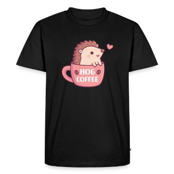 Mignon hérisson dans une tasse à café, hog coffee pun Funny - T-shirt Premium bio Homme - noir - Devant - Nico (187cm)