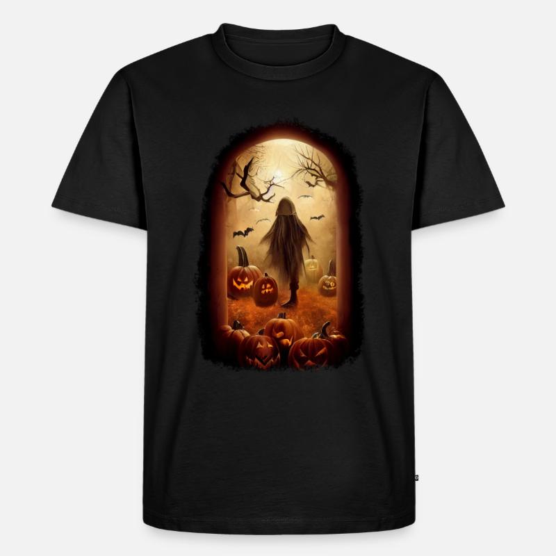 Halloween Ghost - Männer Premium Bio T-Shirt - Schwarz