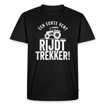 Een echte vent rijdt trekker! - Mannen Premium Bio T-shirt - zwart - Voor - Nico (187cm)