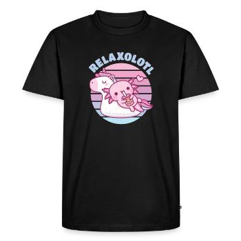 Axolotl Chilling On Unicorn Pool Float Relaxolotl - Men's Premium Organic T-Shirt - black - Front - Nico (187cm)