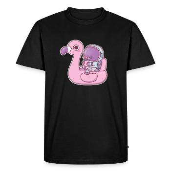 Funny Astronaut Chilling On Flamingo Pool Float - Men's Premium Organic T-Shirt - black - Front - Nico (187cm)
