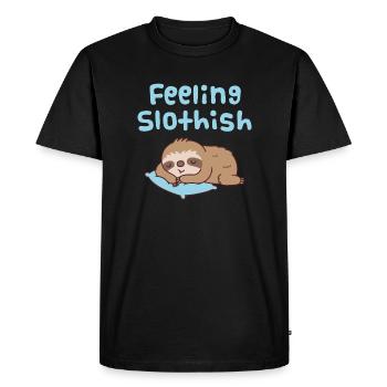 Cute Sleeping Sloth Feeling Slothish - Men's Premium Organic T-Shirt - black - Front - Nico (187cm)