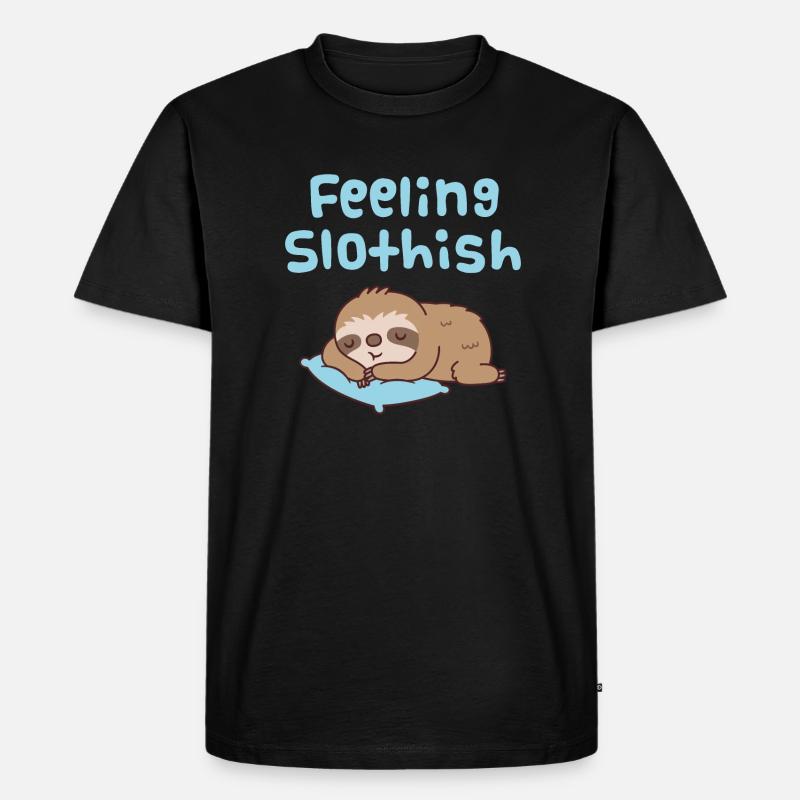 Cute Sleeping Sloth Feeling Slothish - Men's Premium Organic T-Shirt - black