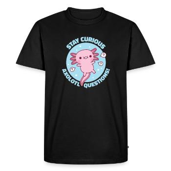 Mignon Axolotl Restez curieux Axolotl Questions jeu de mots - T-shirt Premium bio Homme - noir - Devant - Nico (187cm)