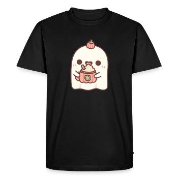 Mignon fantôme aime la citrouille Spice Latte drôle - T-shirt Premium bio Homme - noir - Devant - Nico (187cm)
