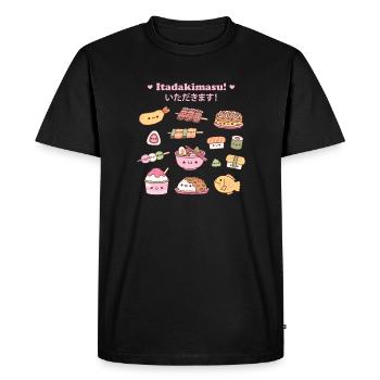 Cute Yummy Japan Food Doodles Set Itadakimasu - Men's Premium Organic T-Shirt - black - Front - Nico (187cm)