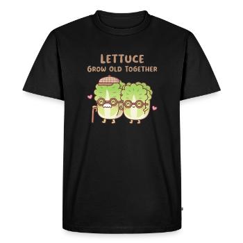 Cute Lettuce Couple Lettuce Grow Old Together - Men's Premium Organic T-Shirt - black - Front - Nico (187cm)