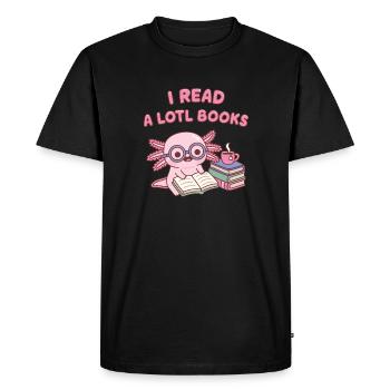 Axolotl mignon J’ai lu un Lotl Books Jeu de mots livre amateur - T-shirt Premium bio Homme - noir - Devant - Nico (187cm)