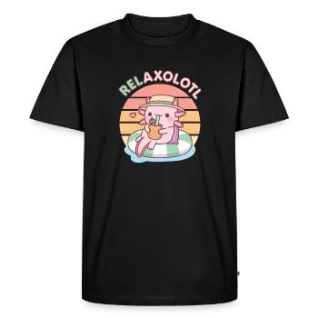 Cute Axolotl Chill On Pool Float Relaxolotl Funny - Men's Premium Organic T-Shirt - black - Front - Nico (187cm)