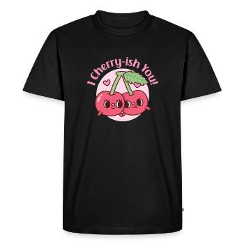 Cute Cherries I Cherryish You Valentines Day Pun - Men's Premium Organic T-Shirt - black - Front - Nico (187cm)