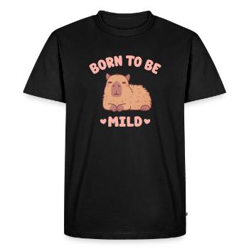 Cute Chilling Capybara Born To Be Mild - Men's Premium Organic T-Shirt - black - Front - Nico (187cm)