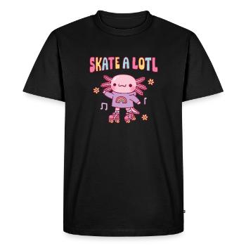 Cute Axolotl With Roller Skates Skate A Lotl Pun - Men's Premium Organic T-Shirt - black - Front - Nico (187cm)