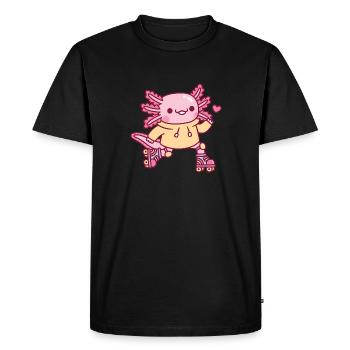 Mignon Axolotl adore le patin à roulettes - T-shirt Premium bio Homme - noir - Devant - Nico (187cm)